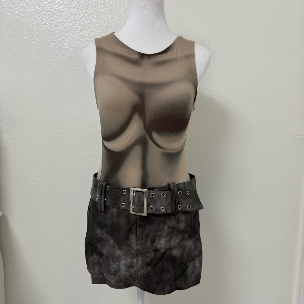 Fashion Nova Bodysuit and Micro Mini Skirt
